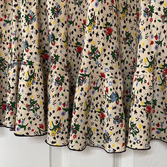 VTG Anna Sui Fairytale Floral Tier Silk Skirt - Picture 3 of 6